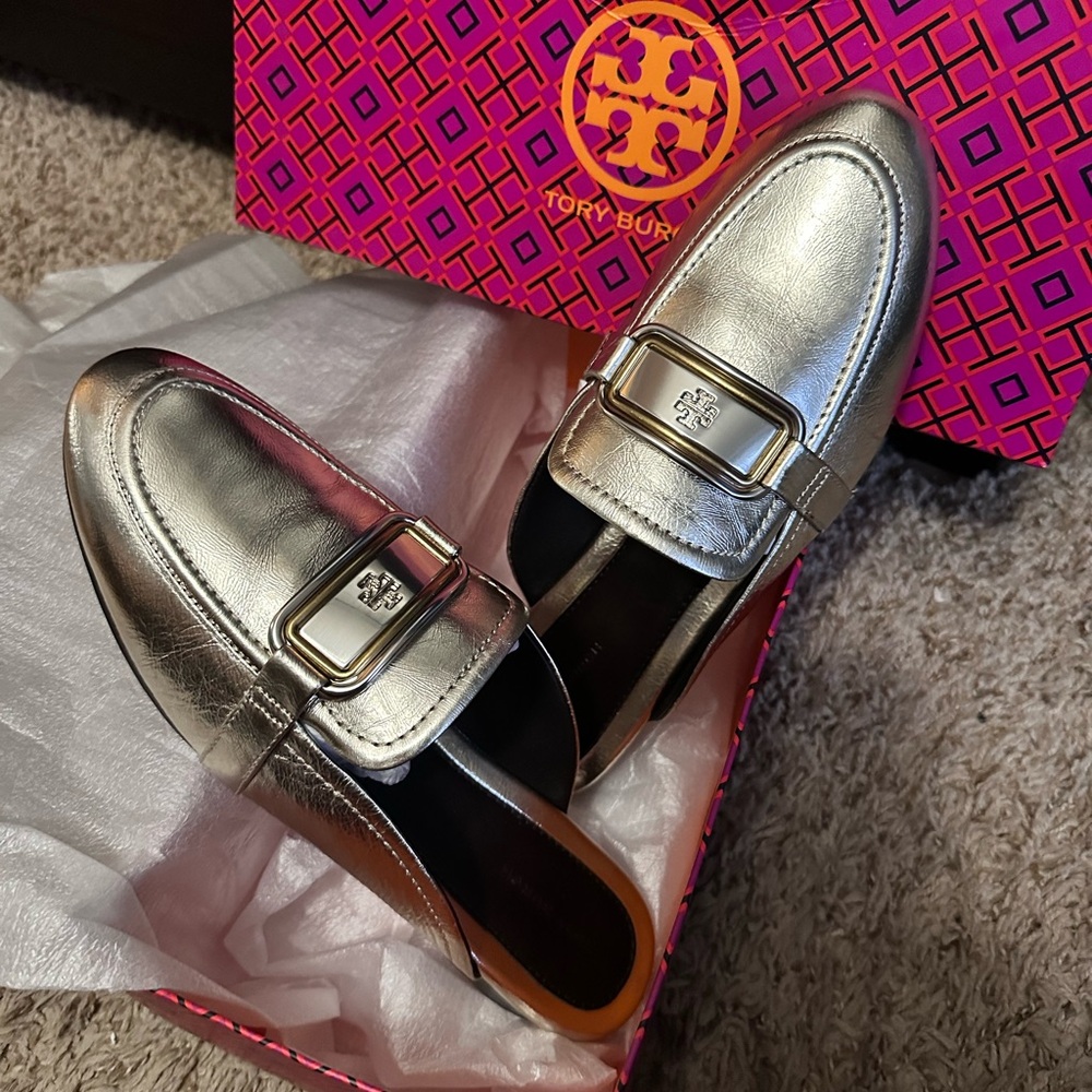 Tory Burch Metallic Gold Loafers